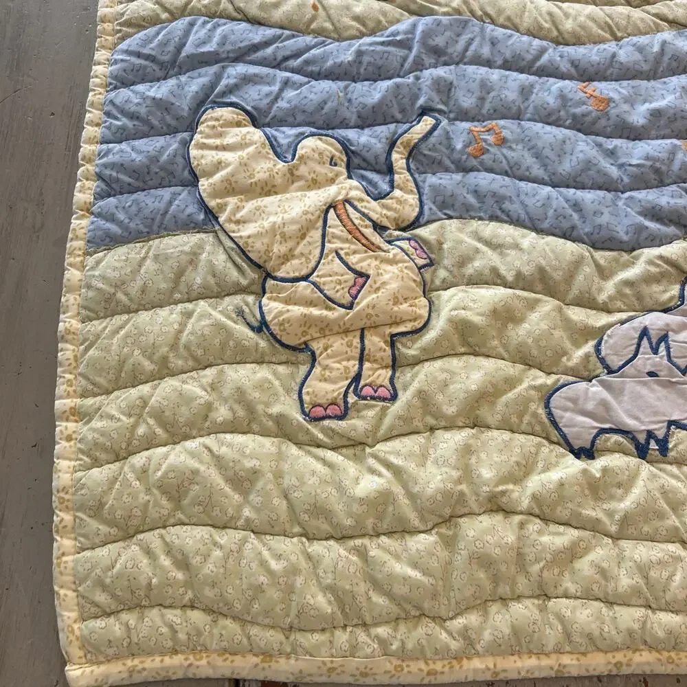 Carters John Lennon Animal Musical Parade Baby Crib Blanket Green Blue Safari B